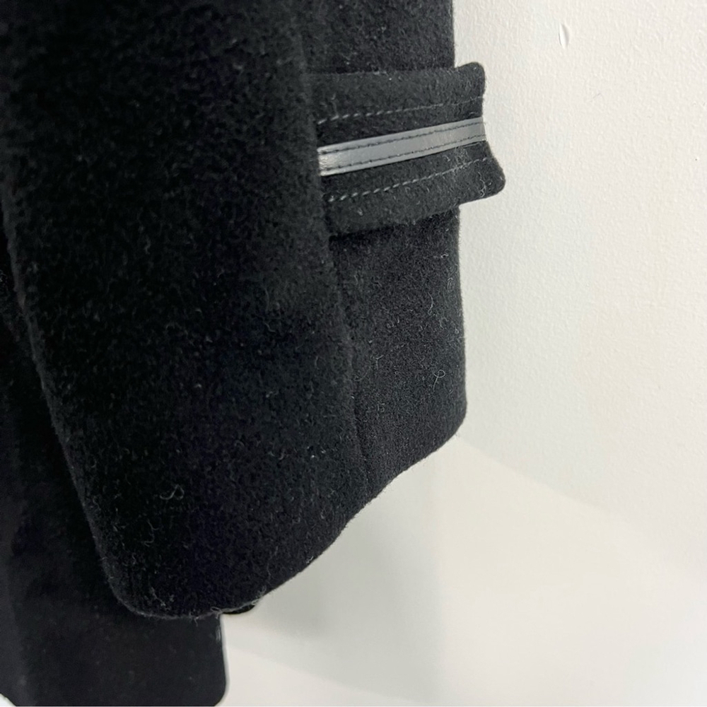 Vintage 90s Italian wool cashmere black brown mid length coat 12 - Picture 9 of 12
